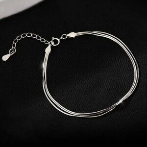 925 Sterling Silver Dainty Multi Layer Snakechain Bracelet Thin Shiny Bracelet